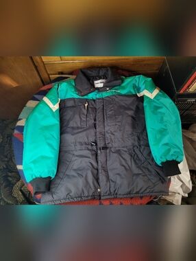 Vtg Polaris Jacket Mens Medium Snowmobile Jacket Teal 90s Thinsulate Zip Up